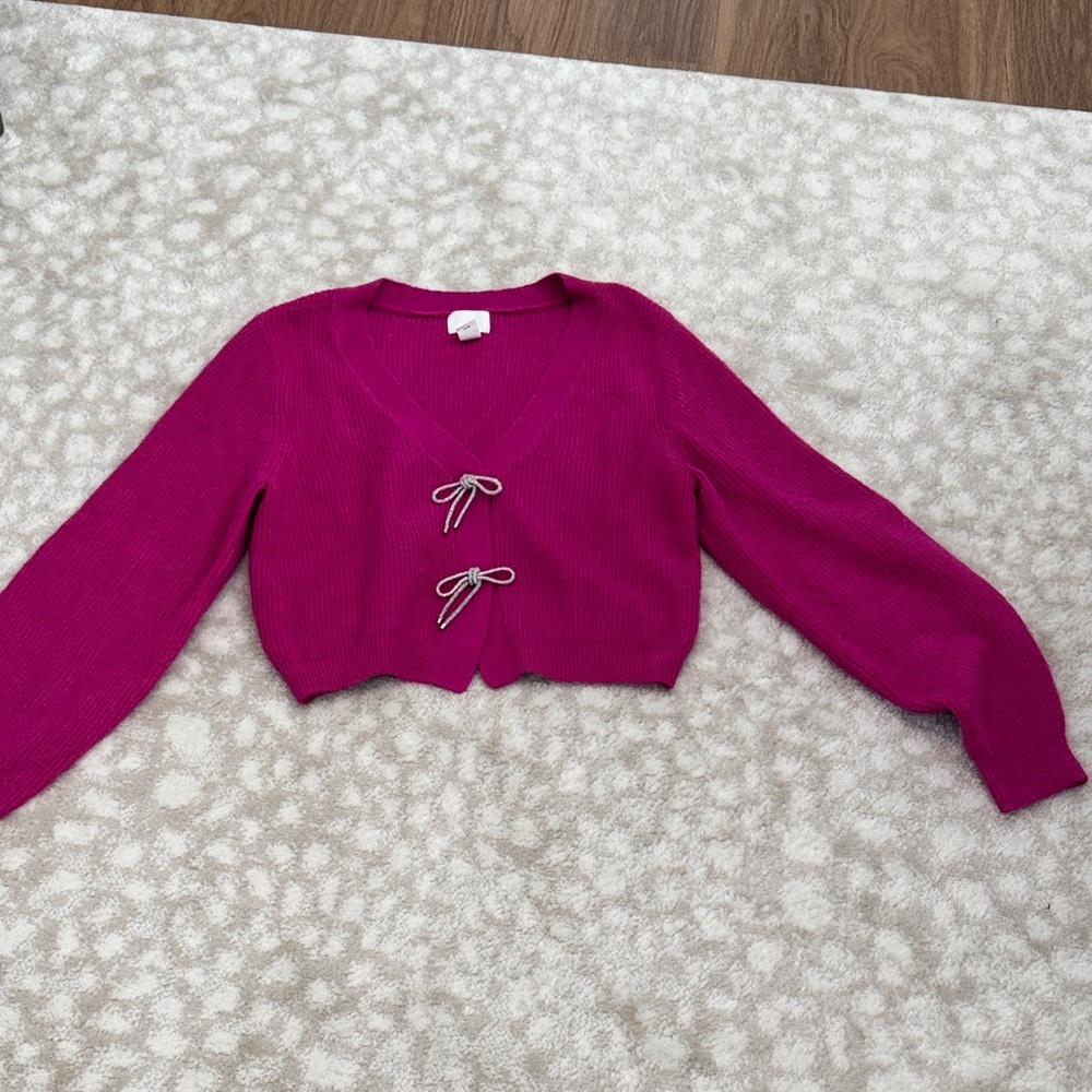 H&M Fuchsia Cardigan with Bow Details